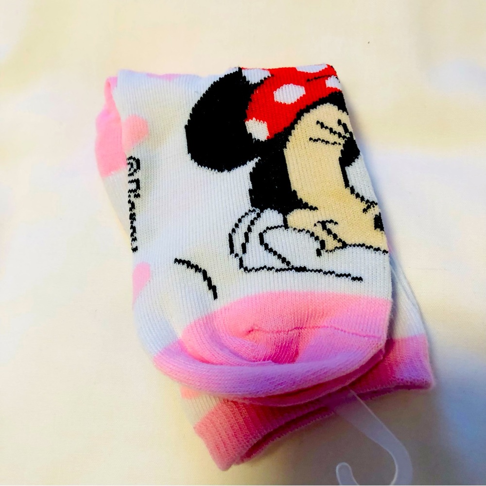 🆓with $25 Purchase Disney Junior Minnie Mouse Ankle Socks Size 10-13  4-6 years